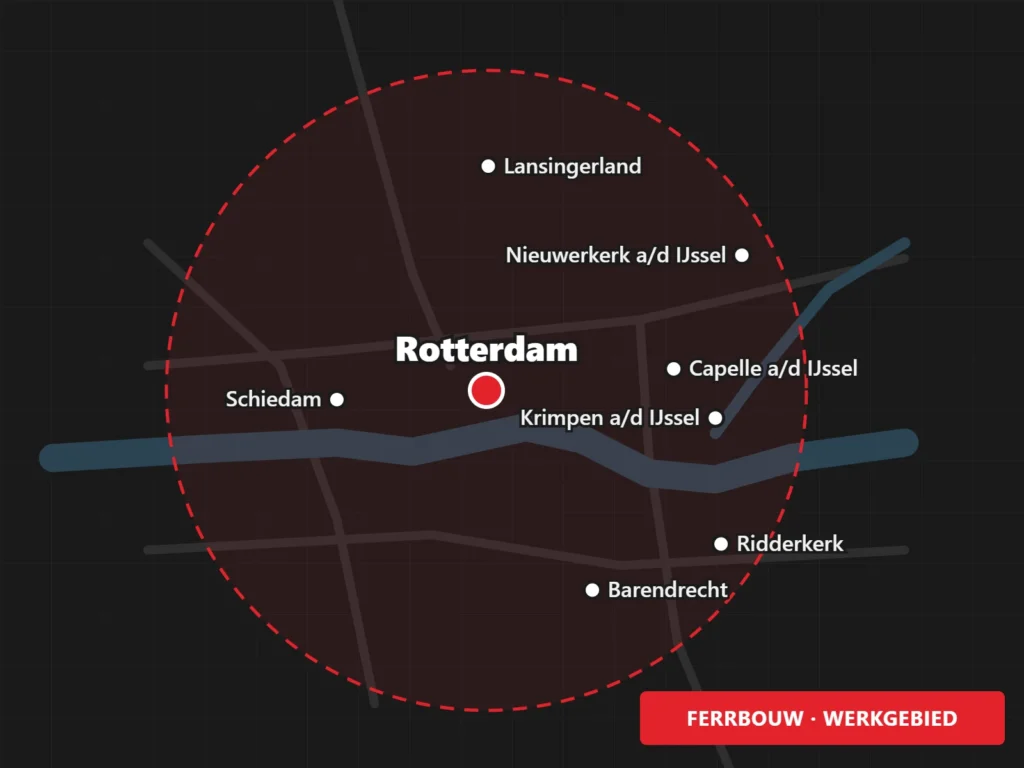 Werkgebied van Ferrbouw: Rotterdam en omgeving